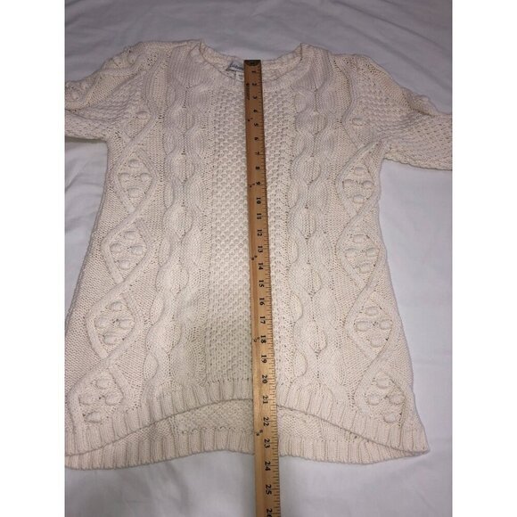 Coldwater Creek Womens Size XS Cable Knit Sweater Ivory Off White Cotton Blend - Picture 6 of 8